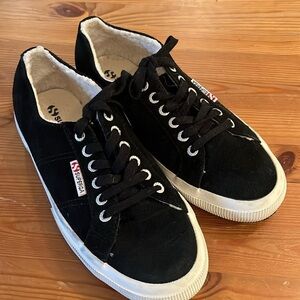 Superga Black Skater Shoes Sneakers Suede Leather Unisex EU 39